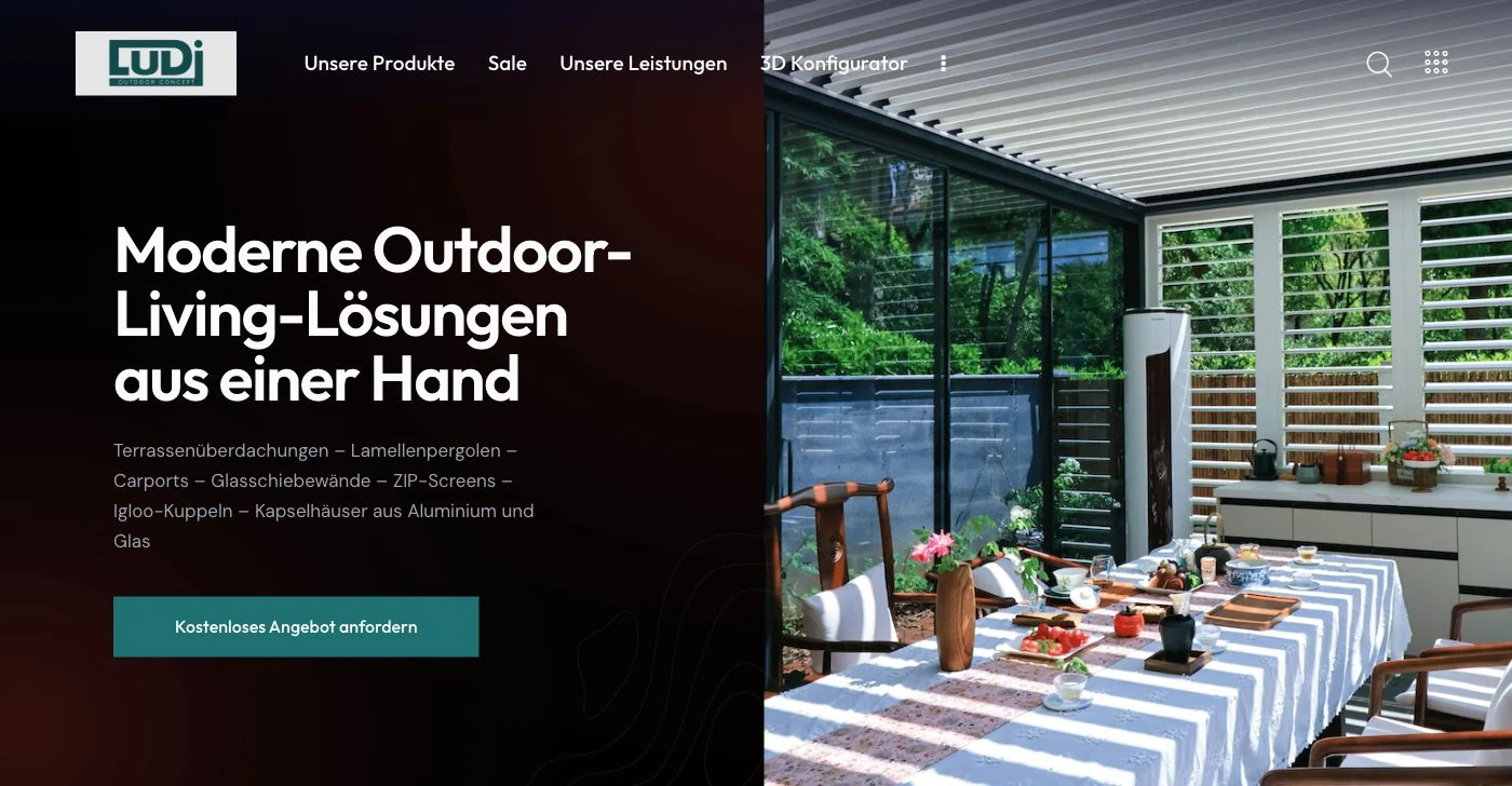 LUDI Outdoor — accueil du site WordPress et présentation des solutions outdoor.